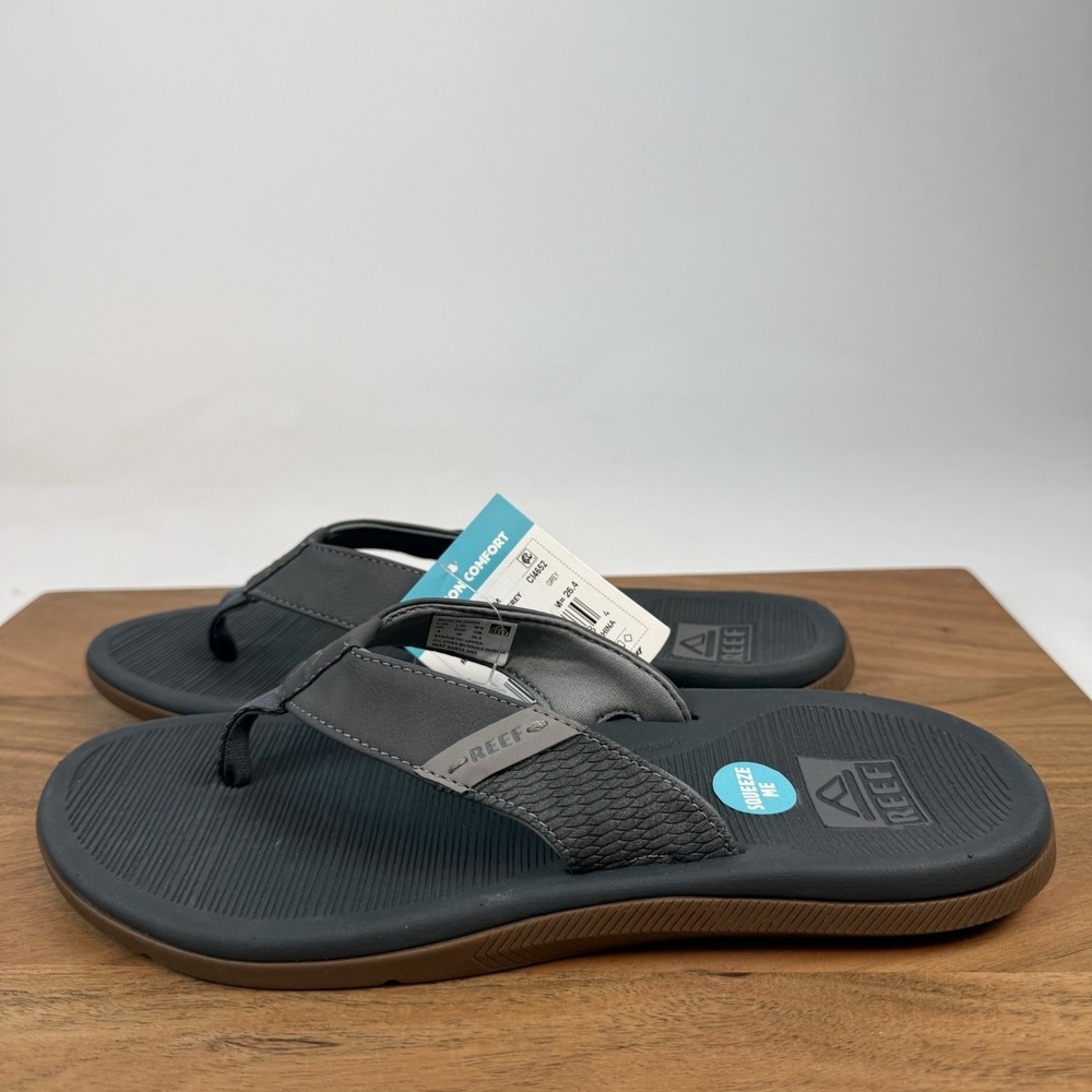 New Mens Reef Santa Ana Grey Casual Slip On Sandals Thong Flip Flops Size 8 D - Picture 4 of 7